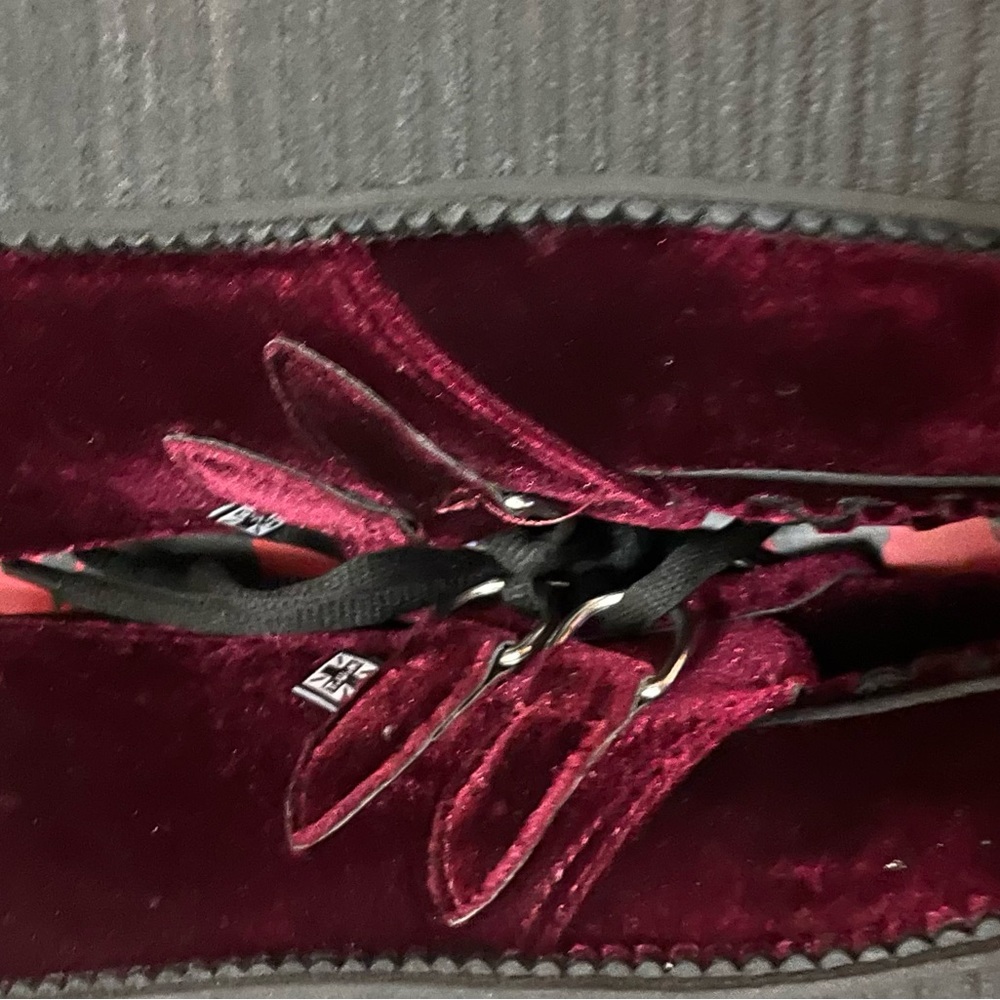 TUK Burgundy Velvet Creepers so cute and in like new condition.    Size 9